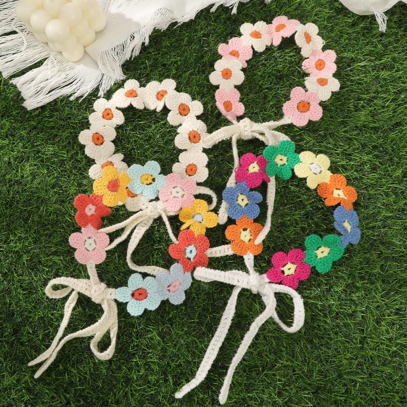 Travel Accessories Hawaii - 【IIOO】Colorful Flowers Turban Headbands Knitted Flower