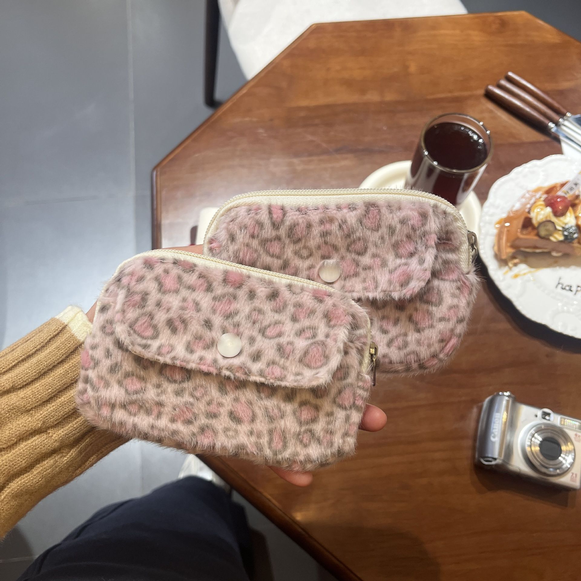Pink leopard print coin purse, - đánh giá và giá Camera Bag Travel