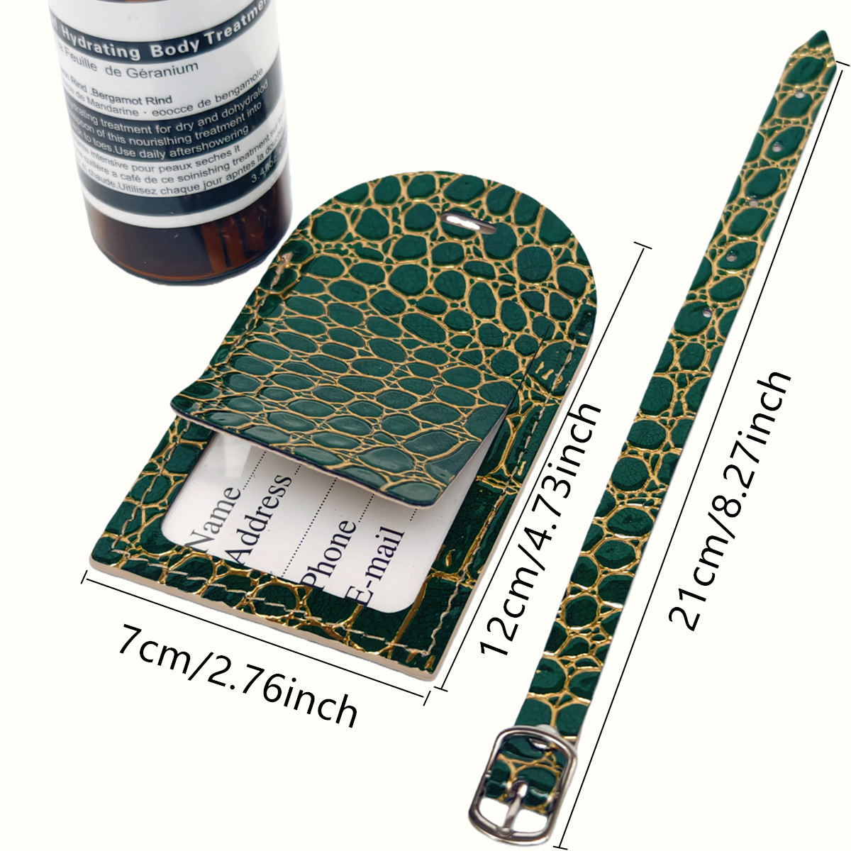 Crocodile Embossed Gold/Silver - đánh giá và giá Luggage Tag Leather