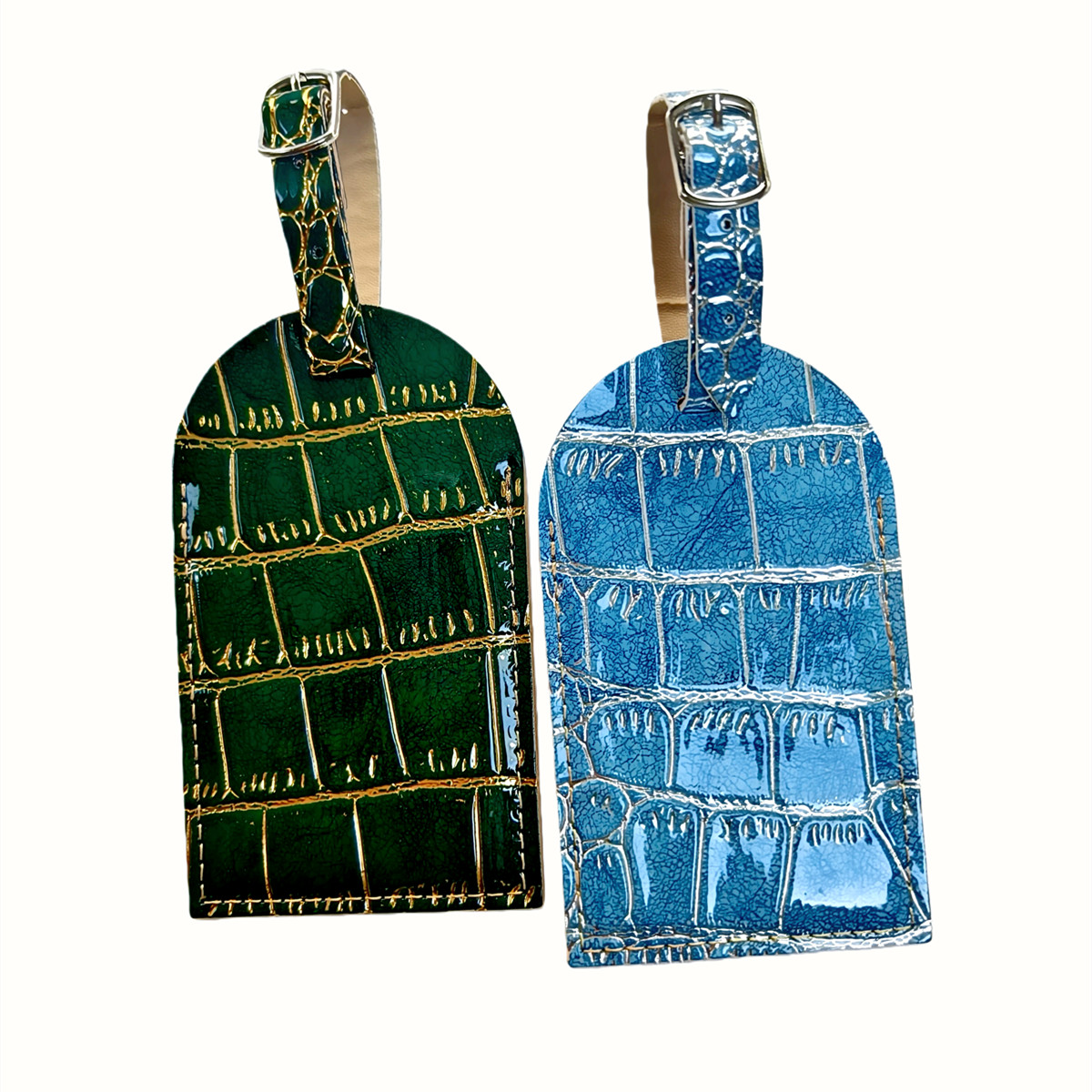 Crocodile Embossed Gold/Silver - đánh giá và giá Luggage Tag Leather